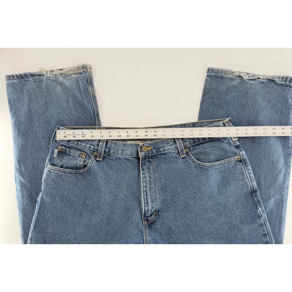 Carhartt Men's Denim Jeans 39.5x28 Loose Fit Blue 100% Cotton Workwear Heavyduty